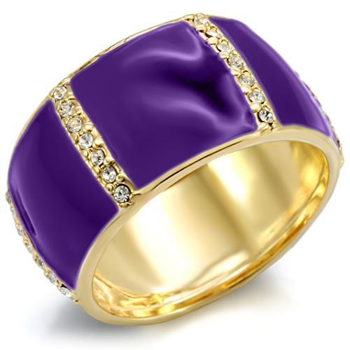 JCE145-9 Gold Brass Ring with Top Grade Crystal  in Clear-9