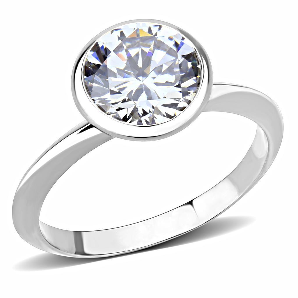 JCE1487-6 Rhodium Brass Ring with AAA Grade CZ  in Clear-6