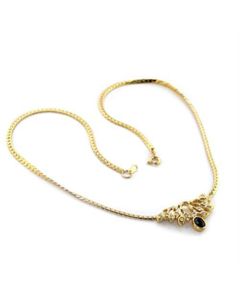 JCE369-16 Gold Brass Necklace with Top Grade Crystal  in Black Diamond-16"